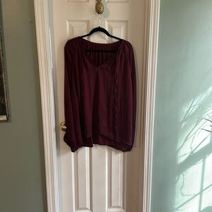 Long sleeve boho maroon top